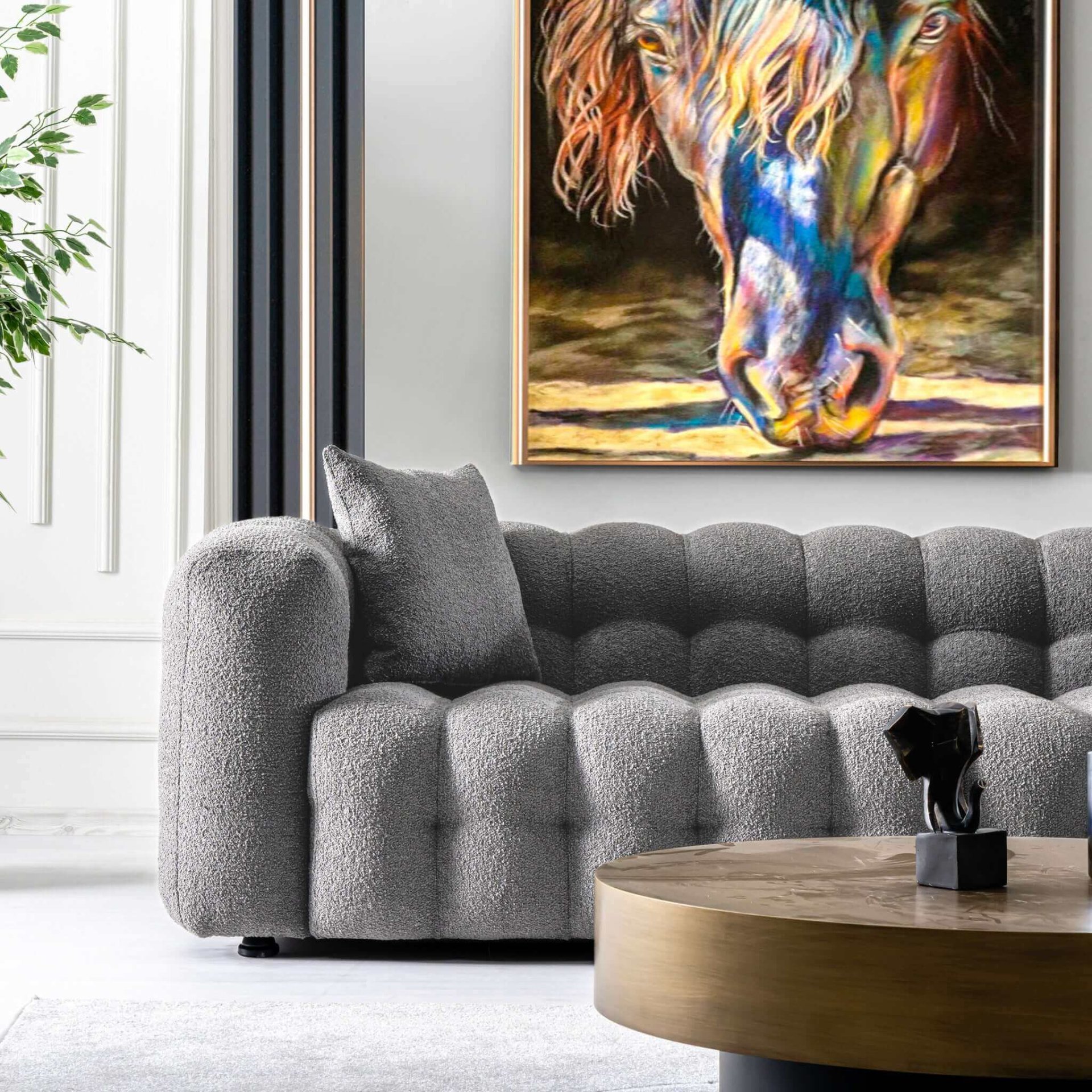Eden - Modern Tufted Chesterfield Sofa - Gray - Image 7