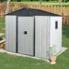 8Ft X 4Ft Outdoor Metal Storage Shed With Window And Metal Foundation For Backyard, Patio, Lawn - White / Black - Image 3