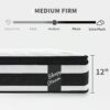 12" King Size Hybrid Mattress 7 Zoned Individual Pocket Spring Breathable Memory Foam Mattress - White / Black - Image 2