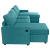 Convertible U Shaped Sectional Sofa With Storage Chaise Lounges & USB Ports - Teal - Image 24