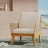 Outdoor Club Chair With Rope Weave Design - Teak - Image 8