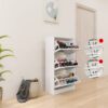 Narrow Shoe Storage Cabinet With Mirror, Wood Slim Shoe Rack 3 Tier Shoe Organizer For Home And Apartment - White - Image 8