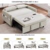 Pull Out Sleep Sofa Bed Loveseats Sofa Couch With Adjsutable Backrest, Storage Pockets, 2 Soft Pillows, USB Ports For Living Room, Bedroom, Apartment, Office - Beige - Image 8