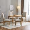 French Country Dining Chairs (Set of 4) Elegant Cane Backrest & Upholstered Seats Rustic Solid Rubberwood Frame - Grayish Green - Image 5