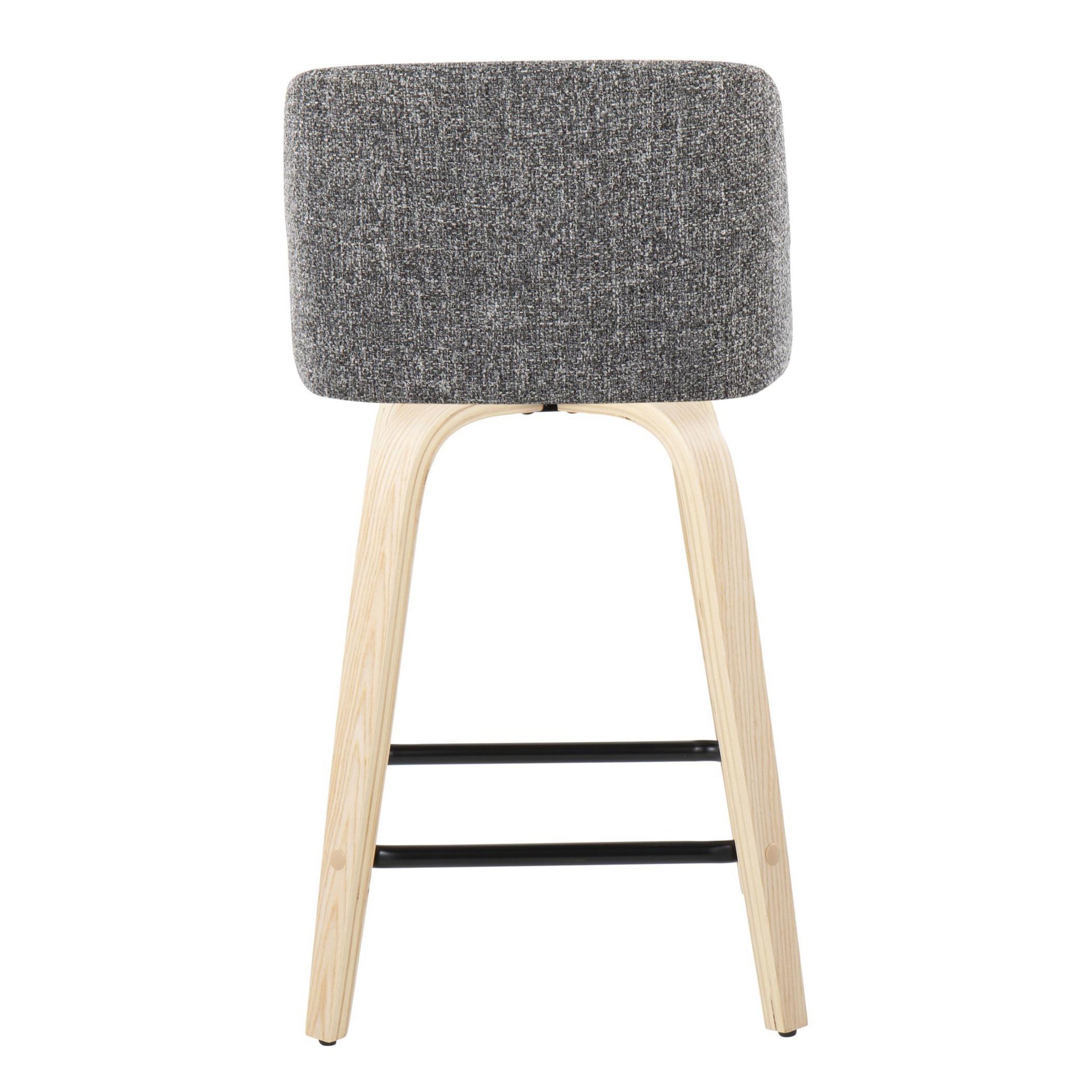 Toriano - Contemporary Fixed Height Counter Stool With Swivel With Square Footrest (Set of 2) - Natural / Gray - Image 5