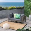 Oana - 2 Piece Loveseat Set With Water Resistant Cushions - Dark Gray - Image 2