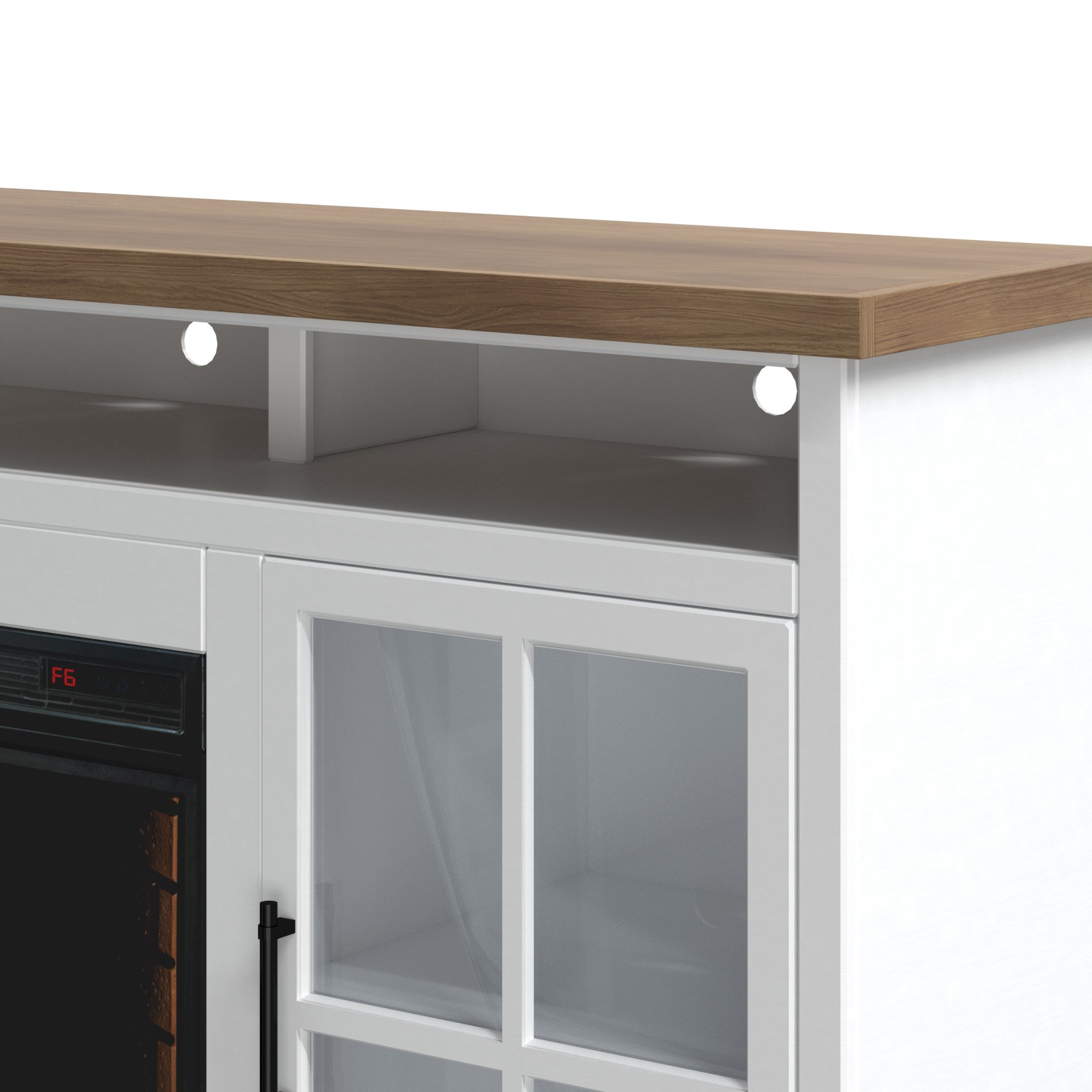 Hampton - Fireplace TV Stand Console For TVs Up To 85" - Jasmine Whitewash / Barnwood - Image 8