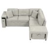 Sectional Sofa L-Shaped Sofa Couch Pull-Out Sofa Bed With A Movable Ottoman, Two USB Ports And Two Cup Holders For Living Room - Gray - Image 12