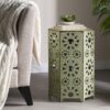 Galore - Side Table With Sunburst Cut Out Design - Green - Image 5