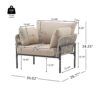 Modern Iron Lounge Chair Set With Rope Weave And Plush Cushions For Indoor Outdoor Relaxation - Beige / Gray - Image 3