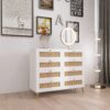 8 Drawers Chest Of Drawers With Rattan Drawer Face Golden Legs And Handles - White - Image 2