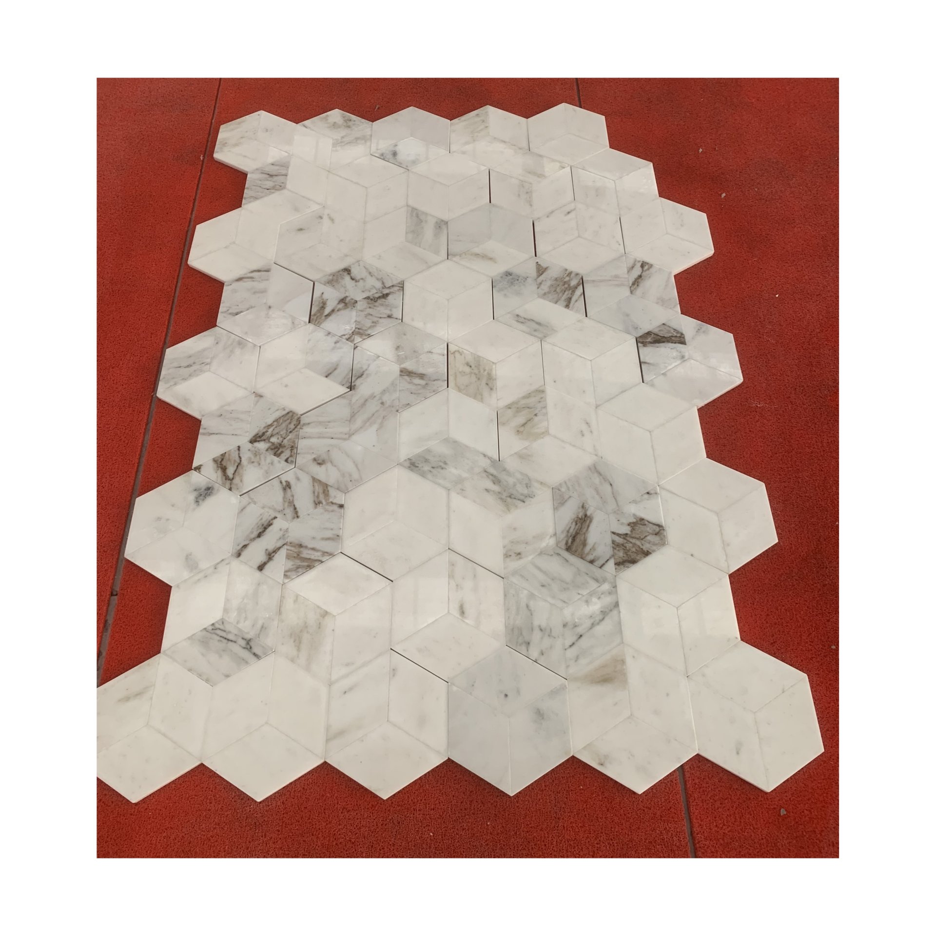 Hexagon Snow Mountain Polished Marble Tile For Wall And Floor Stone (Set of 12) - White / Natural - Image 7