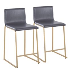 Mara - Contemporary Counter Stool (Set of 2) - Gold / Gray