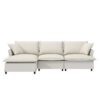 Sectional Sofa With Ottoman L Shaped Cloud Couch Set With Throw Pillows, Free Combination 4 Seat Modular Upholstered - Beige - Image 9