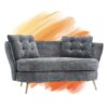 Polyester Fiber Loveseat Sofa Chair Upholstered Couch With Golden Metal Legs Club 2 Seat Sofa For Living Reading Room Bedroom Apartment Small Space Dorm - Gray - Image 2