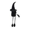 Sitting Gnome With Broomstick & Long Legs, For Halloween Decor - Black White - Image 6