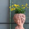 8X9X11.5" Head Bust Planter, Greek Style Cement Head Planter, Indoor Outdoor Home Garden Decor - Brown - Image 12