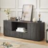 Modern Wavy TV Stand Rounded Sideboard With Storage Cabinet - Black - Image 4