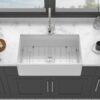 Single Bowl Kitchen Sink 33" Reversible Design With Durable And Deep Basin - White - Image 4