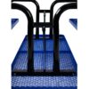 Rectangular Outdoor Steel Picnic Table With Umbrella Pole - Blue - Image 5