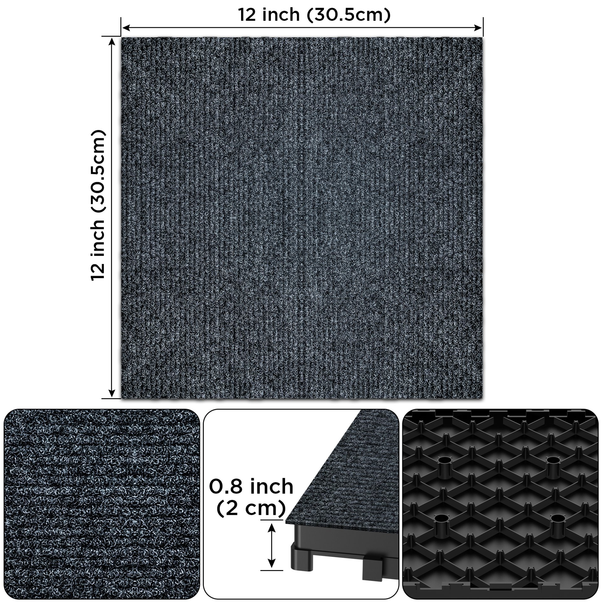 Diy Module Interlocking Decking Carpet Tiles For Patio, Porch, Poolside, Balcony, Backyard Polypropylene - Gray - Image 3