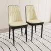 Modern Dining Chair (Set of 2) With Cushions And Metal Legs - Beige / Black - Image 2