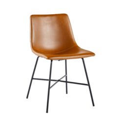 Modern Upholstered Dining Chair With Metal X Base (Set of 2) - Whiskey Brown