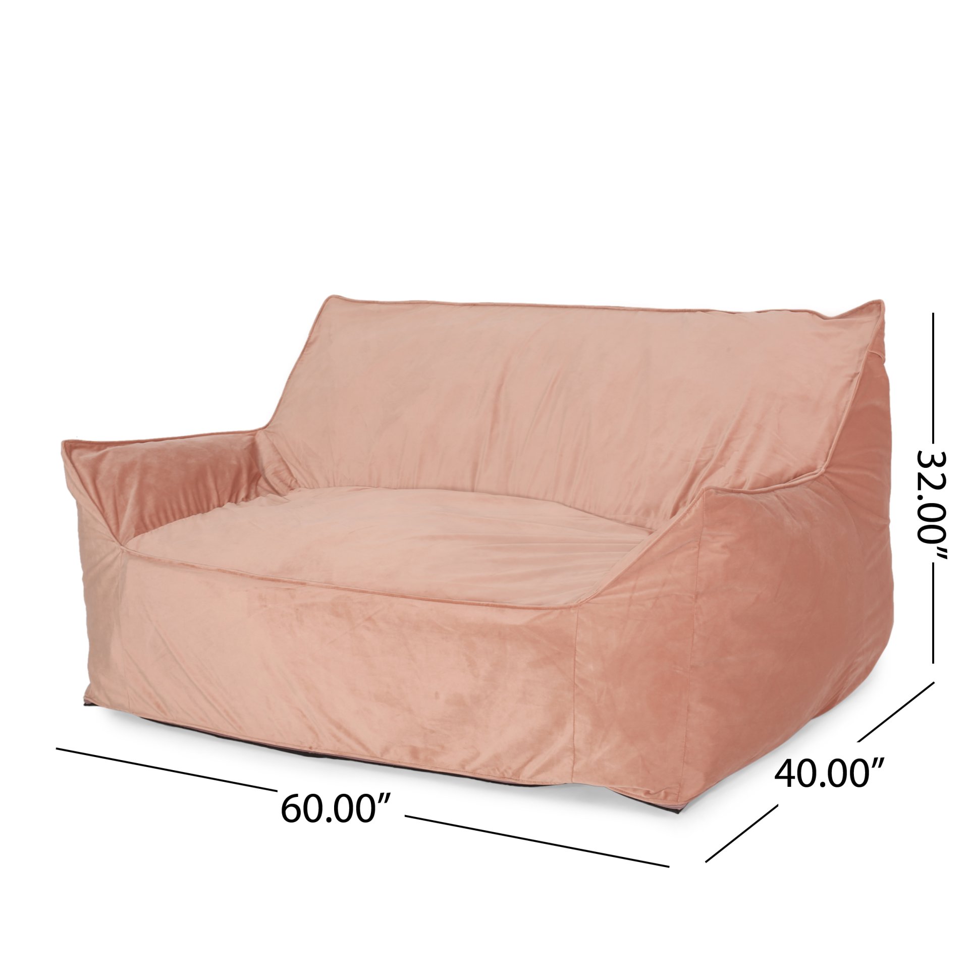 Fila - Velveteen 2 Seater Oversized Bean Bag Chair With Armrests - Pink - Image 3