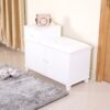 Shoe Storage Bench Cabinet With Fireproof Cushion, Double Doors And Movable Drawer For Door Entrance - White - Image 21