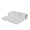 Convertible Couch Bed With 2 Pillows, 3 Seat Folding Floor Couch & King Size Bed Mattress, Diy Combination - Beige - Image 17