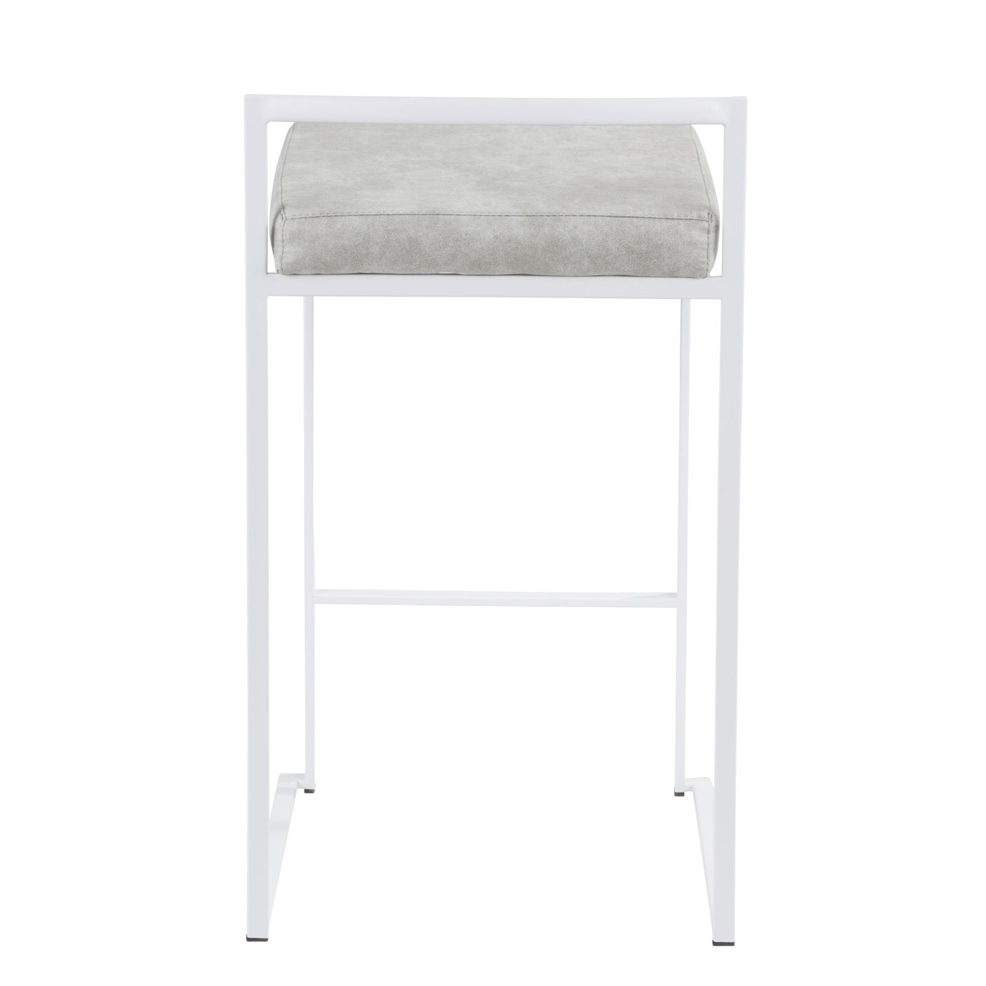 Fuji - Contemporary Stackable Counter Stool (Set of 2) - White / Light Gray - Image 5
