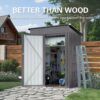 5 X 3 Ft Durable Metal Shed Outdoor Storage Shed With Pitched Roof And Lockable Door - Gray - Image 7