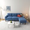 Convertible Combination Sofa, Sofa L Shaped, Sofa With Storage Cabinet Footstool, Living Room Sofa, Living Room 3 Seater Combination Sofa - Navy Blue - Image 2
