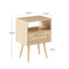 15.75" Rattan End Table With Drawer And Solid Wood Legs, Modern Nightstand, Side Table For Living Room, Bedroom - Natural - Image 3