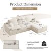 Shaped Sectional Sofa, Full Compression 3 Seater Cloud Couch With Chaise Sofa For Living Room, Ultra Soft Deep Seat Modular Sofa - Beige - Image 3