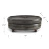 Belfast-Top Grain Leather Oval Ottoman - Gray - Image 4