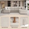 Oversized Sectional Sofa U-Shaped Sofa Couch Pull-Out Sofa Bed With Two Throw Pillows For Living Room - Beige - Image 7