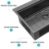 33" Drop In Kitchen Sink With Ledge Workstation, 16 Gauge Stainless Steel - Gunmetal Black - Image 8