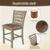 5 Pieces Set Counter Table Set Square Counter Table Solid Wood Modern Farmhouse Rustic Look Distressed Look - Grayish Brown - Image 3