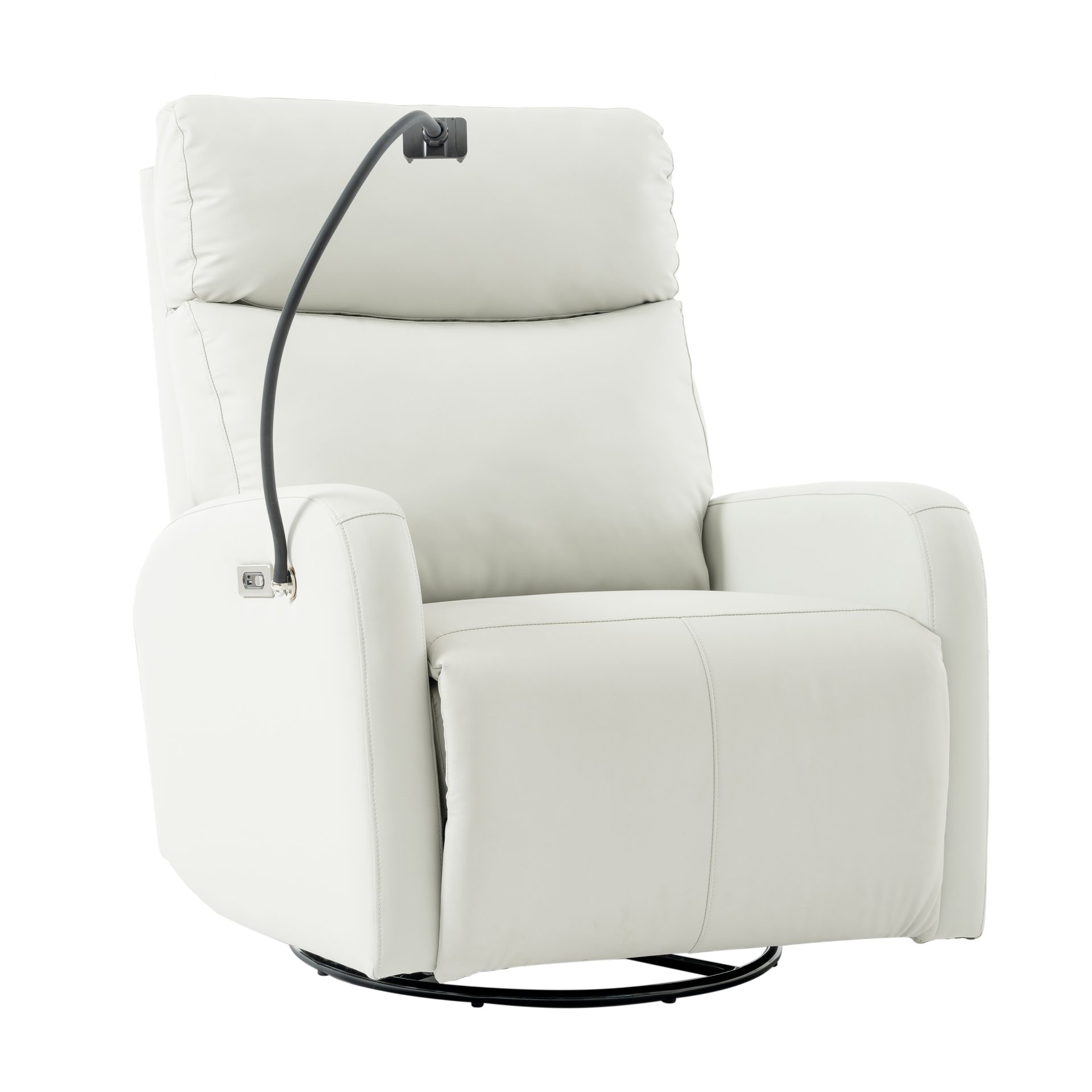 31.5" 270 Power Swivel Rocker Recliner Chair, Electric Glider Reclining Sofa With USB Ports, Power Swivel Glider, Rocking Chair Nursery Recliners For Living Room Bedroom - Light Gray - Image 16