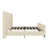 Queen Size Upholstered Bed Frame With Vertical Stripe Wingback And High Footboard - Cream - Image 7