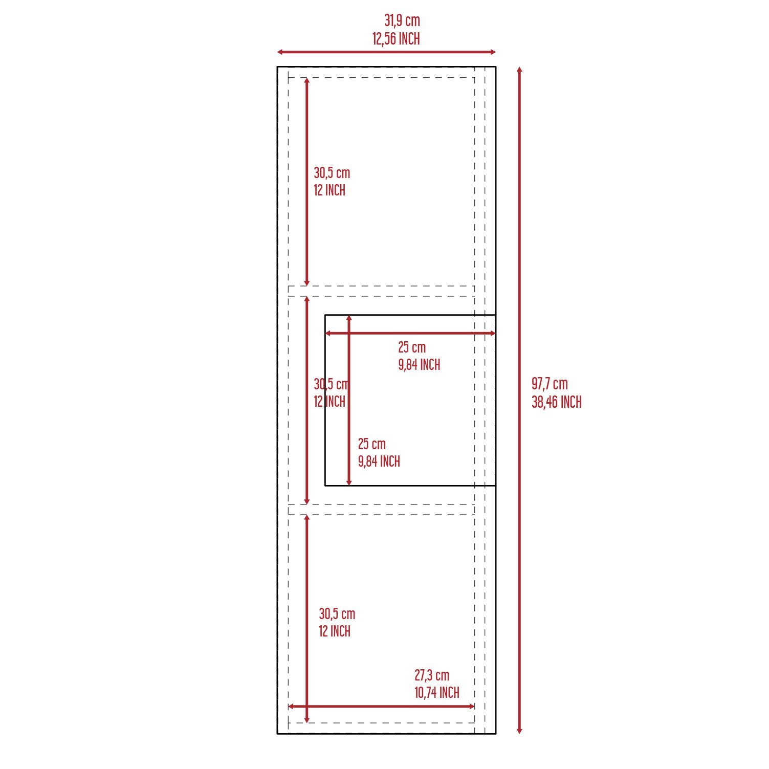 Medicine Single Door Cabinet, Three Shelves - Light Oak / White - Image 8