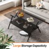 Rectangle Coffee Table With Tempered Glass Top And Black MDF Shelf, Modern Table For Living Room - Gray - Image 5