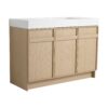Modern Freestanding Bathroom Vanity With White Resin Sink & Soft Close Cabinet Doors - Oak - Image 3