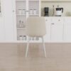 Modern Kitchen Dining Chairs (Set of 4) With Linen Padding And Sturdy Metal Legs - Beige - Image 10