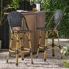 Outdoor Rattan And Aluminum French Barstools (Set of 2) - Black - Image 4