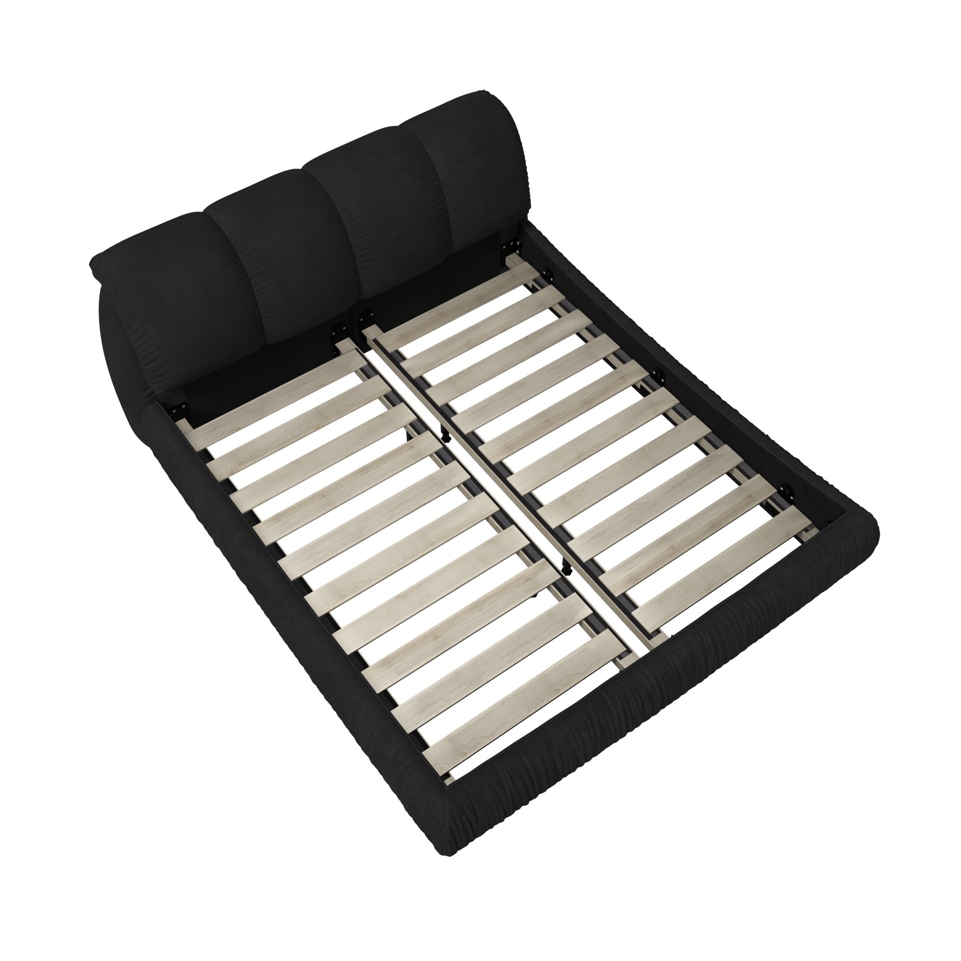 Queen Size Luxury Upholstered Platform Bed With Oversized Padded Backrest And Solid Wood Frame, Suitable For Multiple Heights Of Mattresses - Black - Image 11