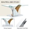 Modern Rectangular Coffee Table With Tempered Glass Top And Artistic Legs - White / Wood - Image 7
