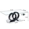 Modern Style Glass Top Coffee Table, Suitable For Living Rooms And Lounge Areas - Black - Image 3