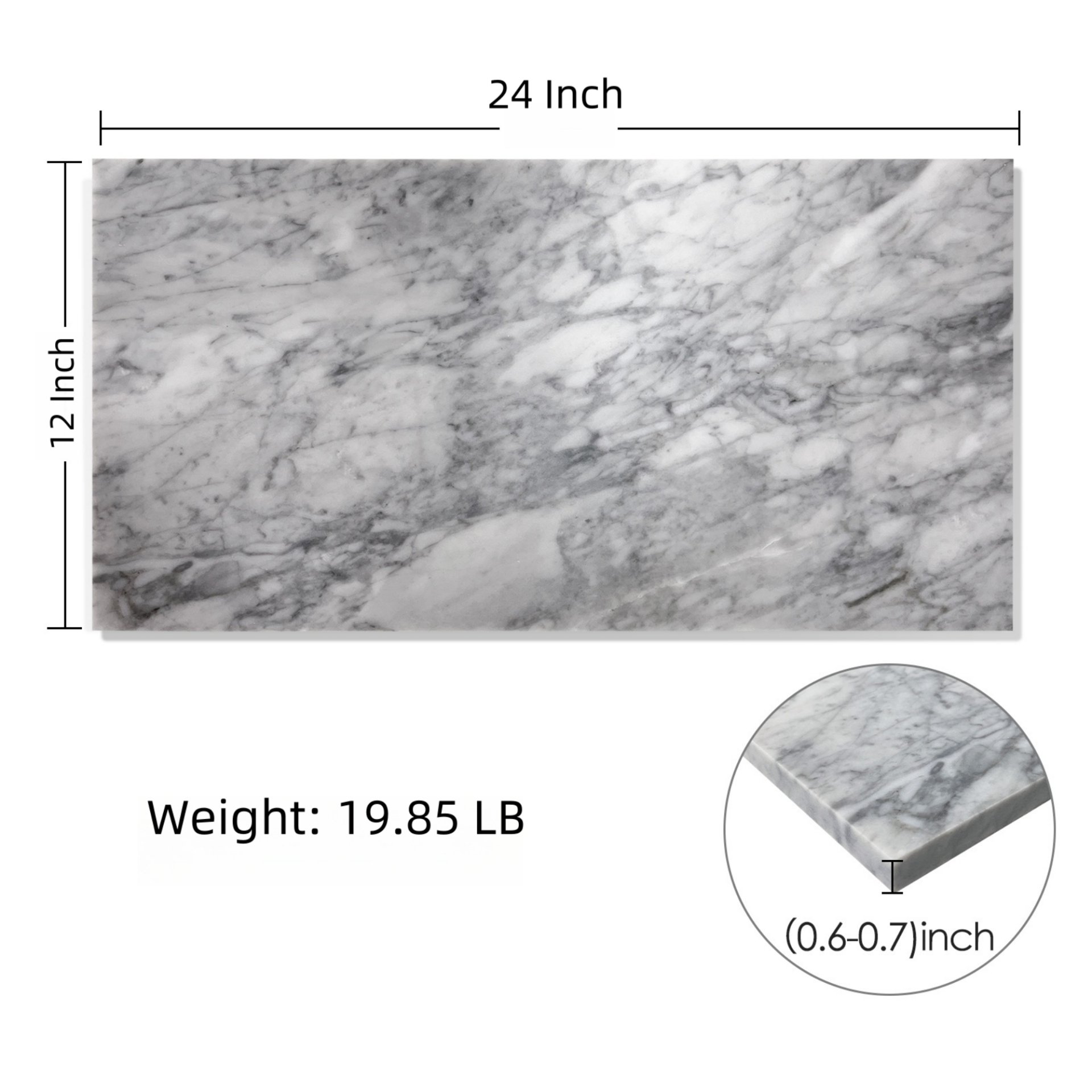 Carrara Marble Marble Marble For Wall And Floor Polished Marble Tile (Set of 4) - Gray - Image 3